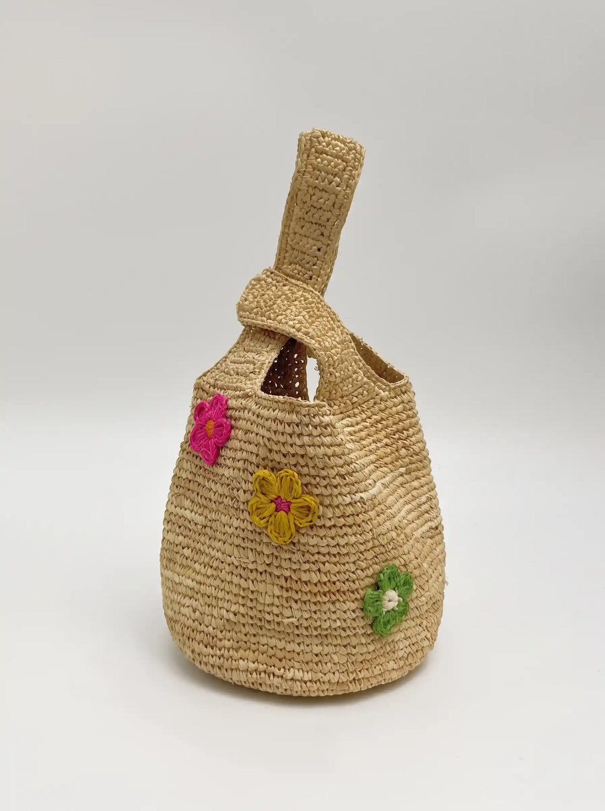 Raffia Floral Bucket Bag