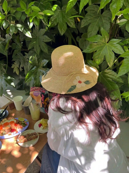 The Botanical Embroidered Raffia Sun Hat